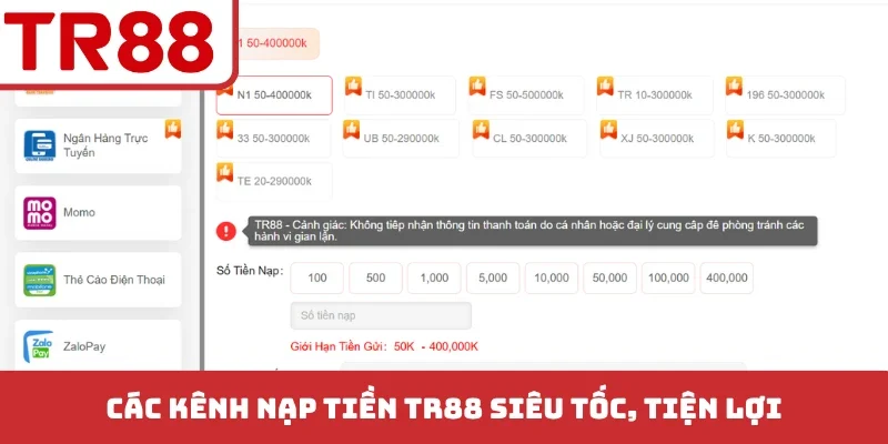 Nạp Tiền TR88 Siêu Tốc - Rinh Thưởng Lớn Không Giới Hạn