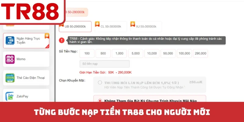 Nạp Tiền TR88 Siêu Tốc - Rinh Thưởng Lớn Không Giới Hạn